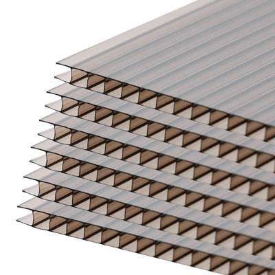 Aoodor 6 Pcs Polycarbonate Panel Cover, 62 x 38 x 0.2 Inch, Brown