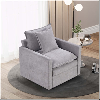Chenille Fabric Comfy Deep Single Seat Sofa