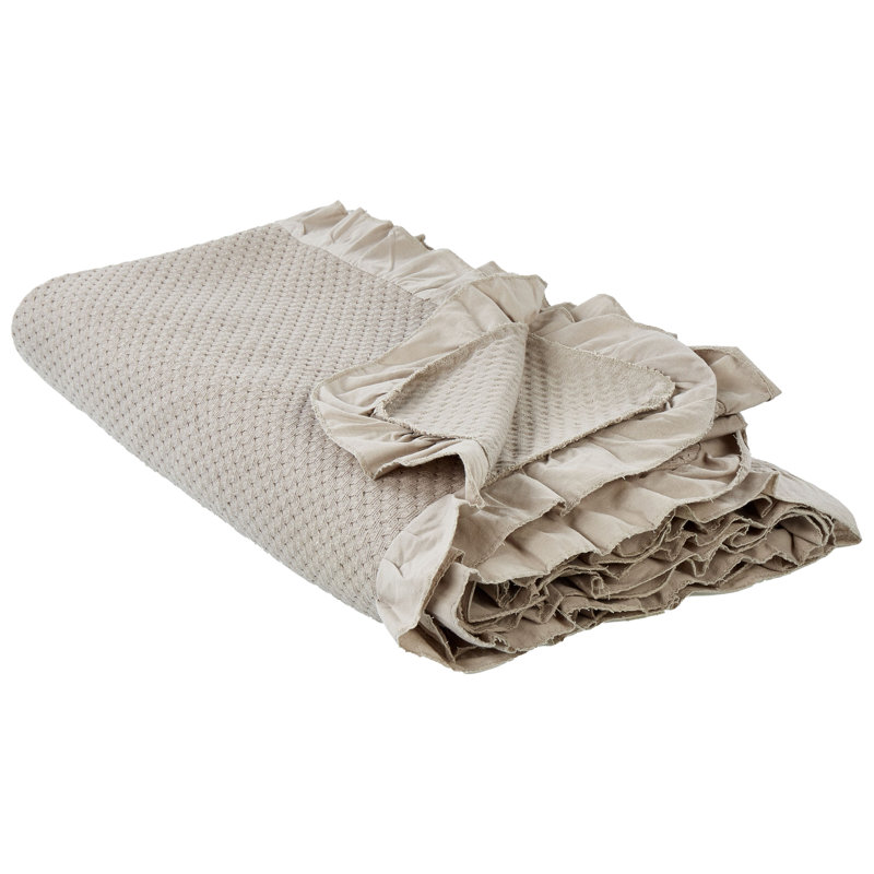 HATTON Cotton Solid Colour Bedspread, 220 x 240 cm Bedspread, Taupe