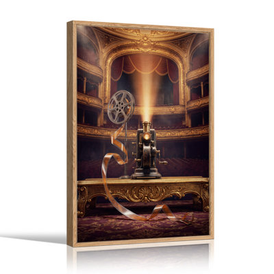 Vintage Movie Projector in Grand Theater Canvas Wall Art