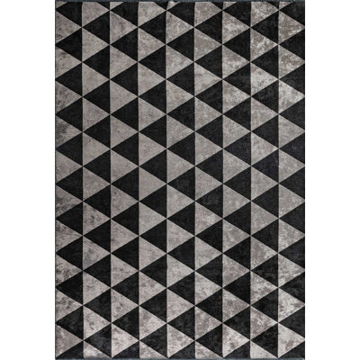 Rapture Silver/Black Geometric Luxury Area Rug