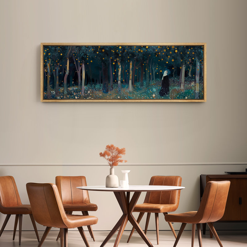 «Moody Night Forest», art mural chambre à coucher bleu marine, impression numérique sur toile giclée sur toile, Naturel