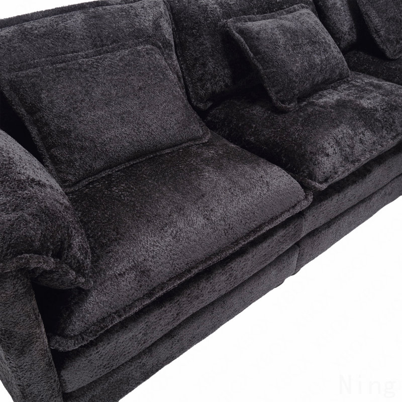 Canapé modulaire surdimensionné de 112 po pour le salon, canapé en L en chenille moderne, canapé-lit modulaire confortable avec repose-pieds et mousse à mémoire de forme