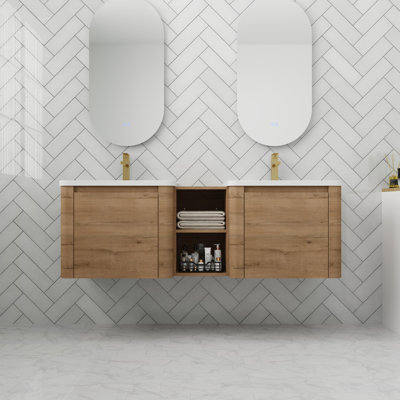 Meuble-lavabo flottant de 60 po avec porte à fermeture en douceur