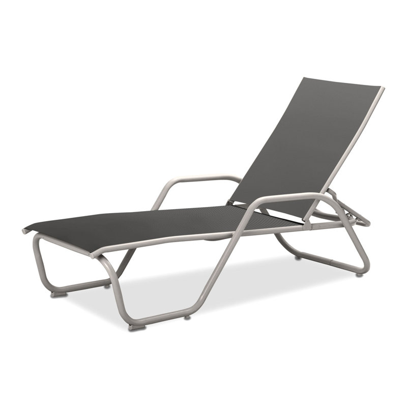 Outdoor Rust-Resistant Metal Chaise Lounge, Titanium Sunbrella®, Textured Snow