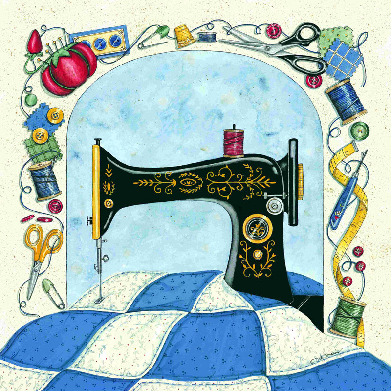 «Sew Fun» - peinture sur toile tendue, H 36 po x l 36 po