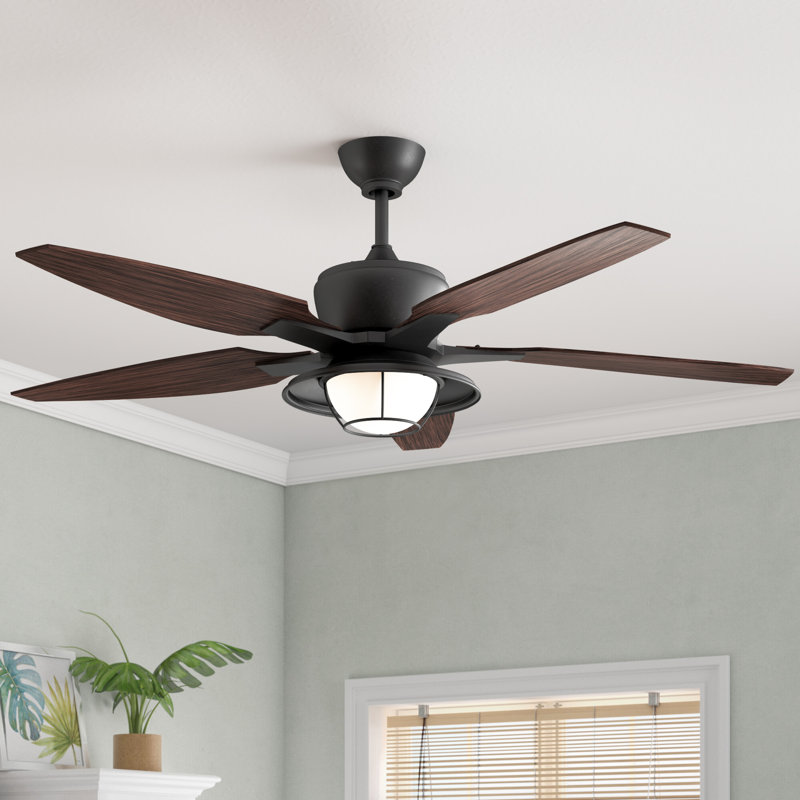 Montague 60'' Ceiling Fan with LED Lights, Black with Forged Black Blades
