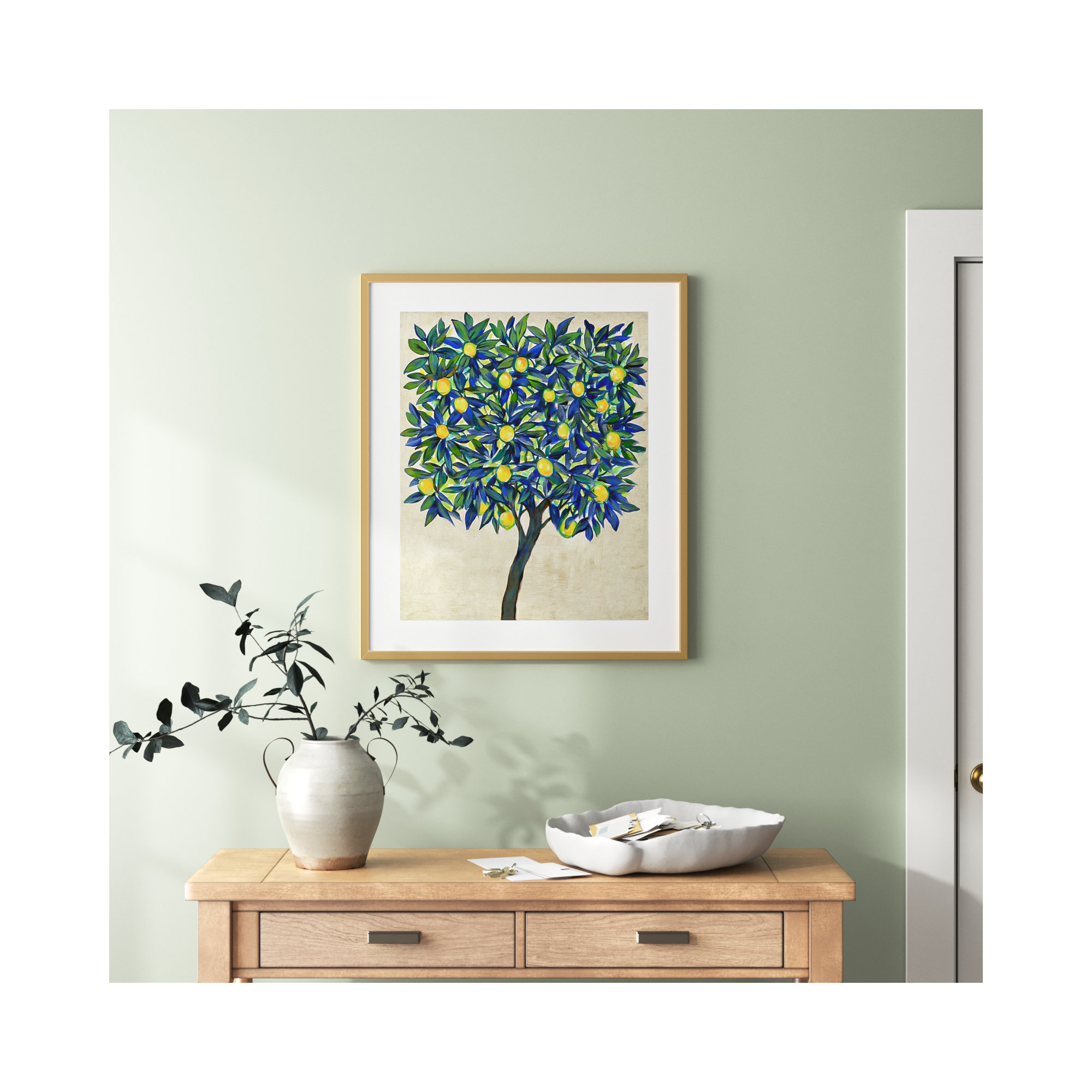 Lemon Tree Composition II by Tim Otoole, Gold, 33.17" H x 27.8" W x 0.88" D