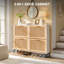 Fluted 4 Flip Drawers Shoe Storage Cabinet, White and Natural Oak, 1 Pcs-132114154