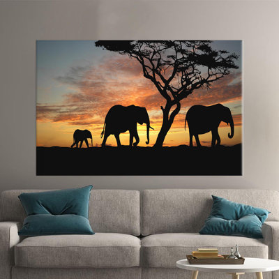 Personalized Baby Gift Featuring a Sunset Canvas with an African Elephant Poster Ideal for Enhancing Room Decor and Celebrating Halloween