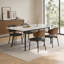 Rectangular Sintered Stone Table in Gloss White, Carbon Steel Frame with Four-Leg Support Fast Dispatch From UK Warehouse – Dispatched Within 2 Days-429542387