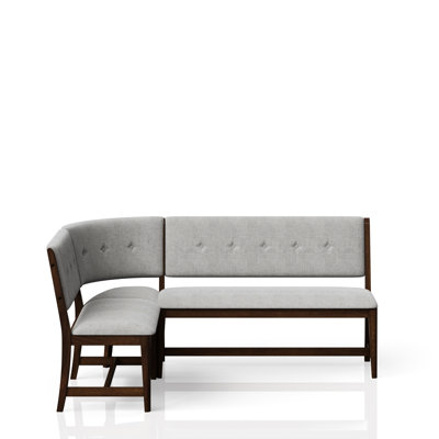 Curved Mid-Century Modern Dining Bench - Beige Upholstered Seat And Back Solid Wood + Space Saving Feature Apparent With Style In Option