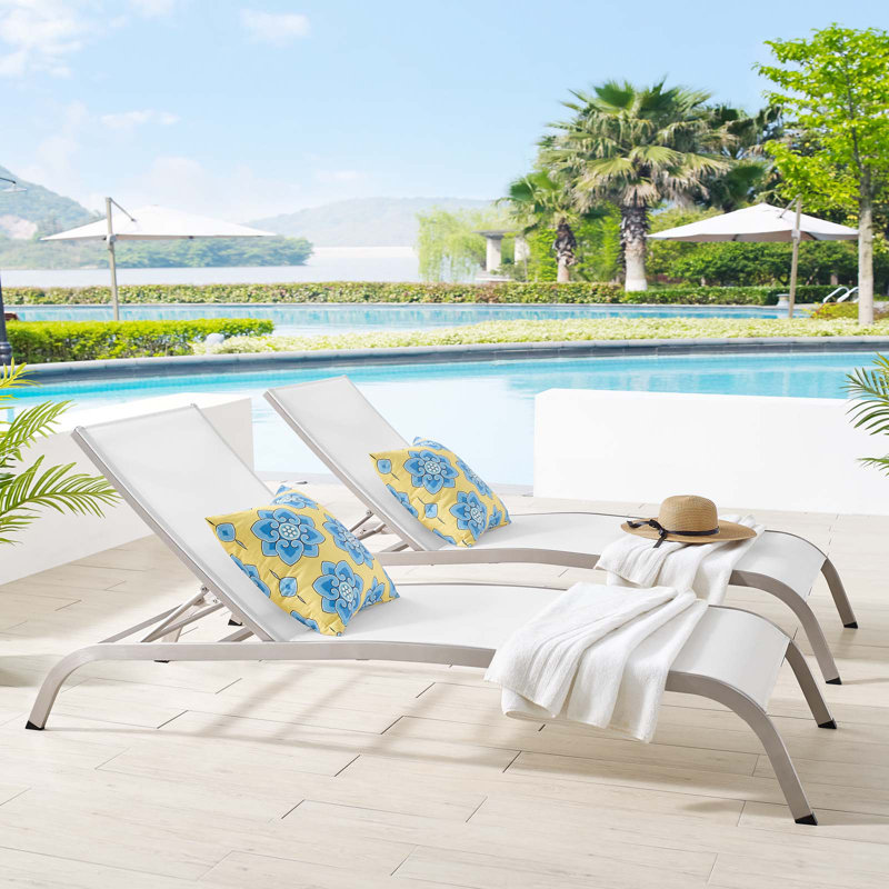 Chaise longue d'extérieur Havenside Home Wendu, Blanc