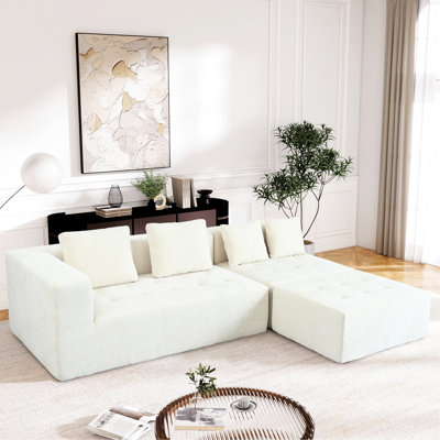 Amovible 3, beige, éponge haute, combinaison pour un salon charmant et une chambre à coucher modulaire - créez votre espace idéal avec 4 coussins de confort, pièce, chambre à coucher, appartement