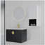 Lavabo de salle de bain mural avec cuve en céramique, armoire latérale, porte à fermeture en douceur et armoire combinée