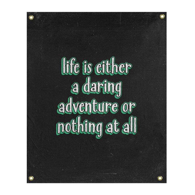 Tapisserie tableau noir en polyester life citation adventure, H 80 po x l 59 po, Vert