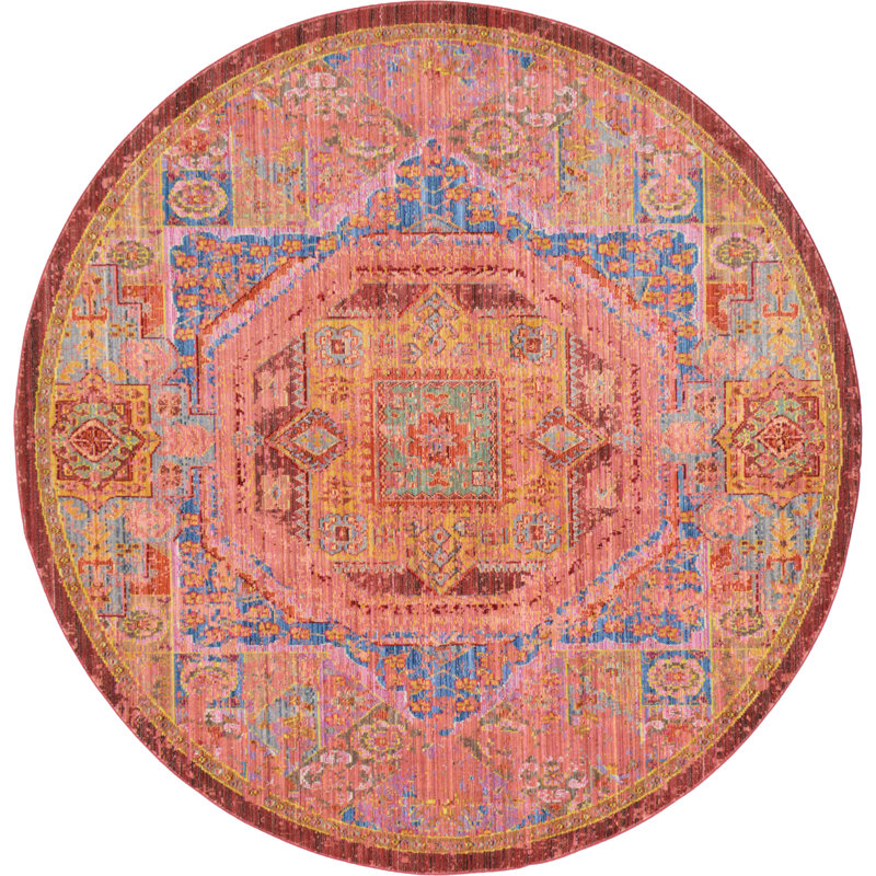 Maggie Oriental Polyester Rug, Round 6'1"