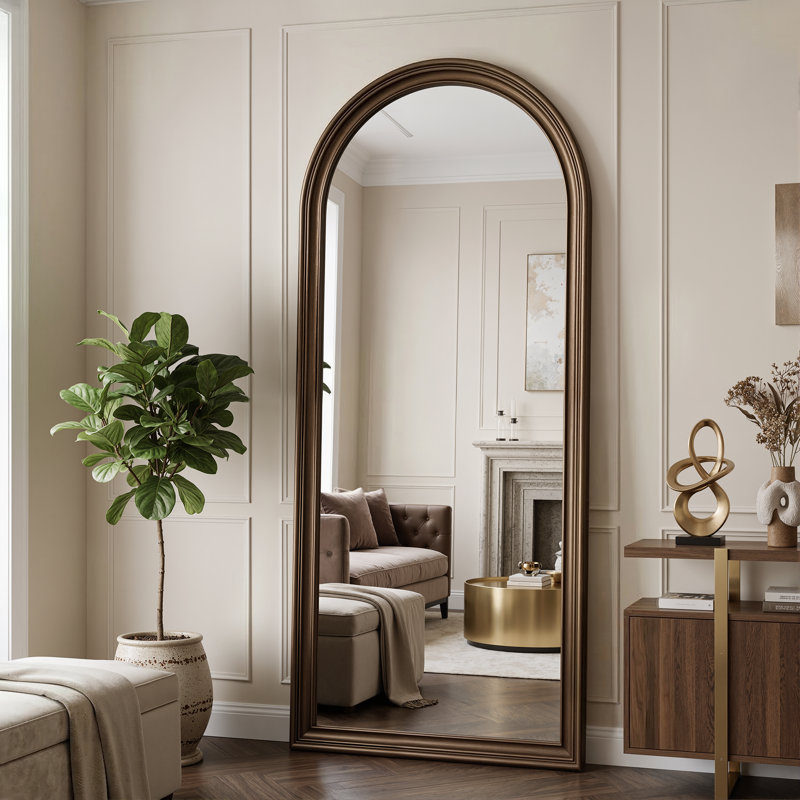 Miroir pleine longueur arqué de style rétro, 71"×32", Bronze