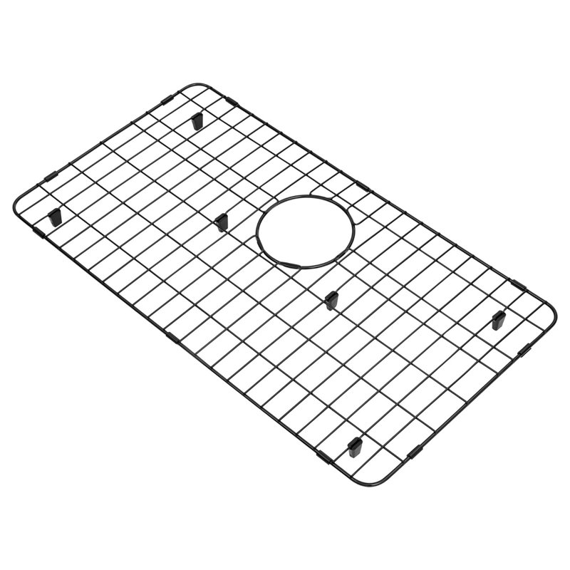 KDK HOME 15.7"W Stainless Steel Grid and Protectors of Single Bowl Kitche Sink with Rear Drain, Black