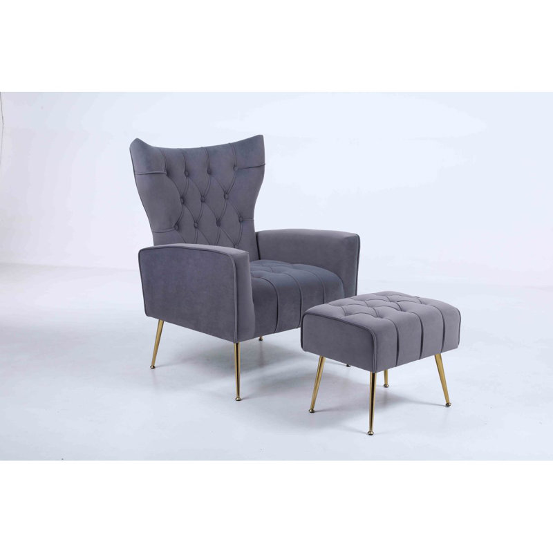 Fauteuil d'appoint avec repose-pieds Wickham Polperro, Gris foncé