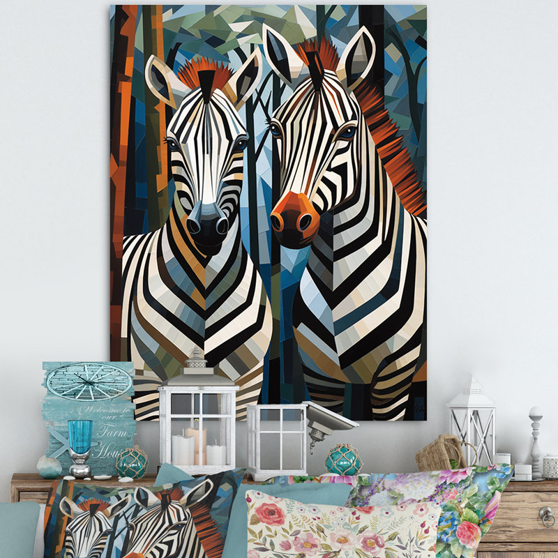 Motif de zèbre noir et blanc dynamique I - art mural zèbre, H 32 po x l 16 po x P 1 po