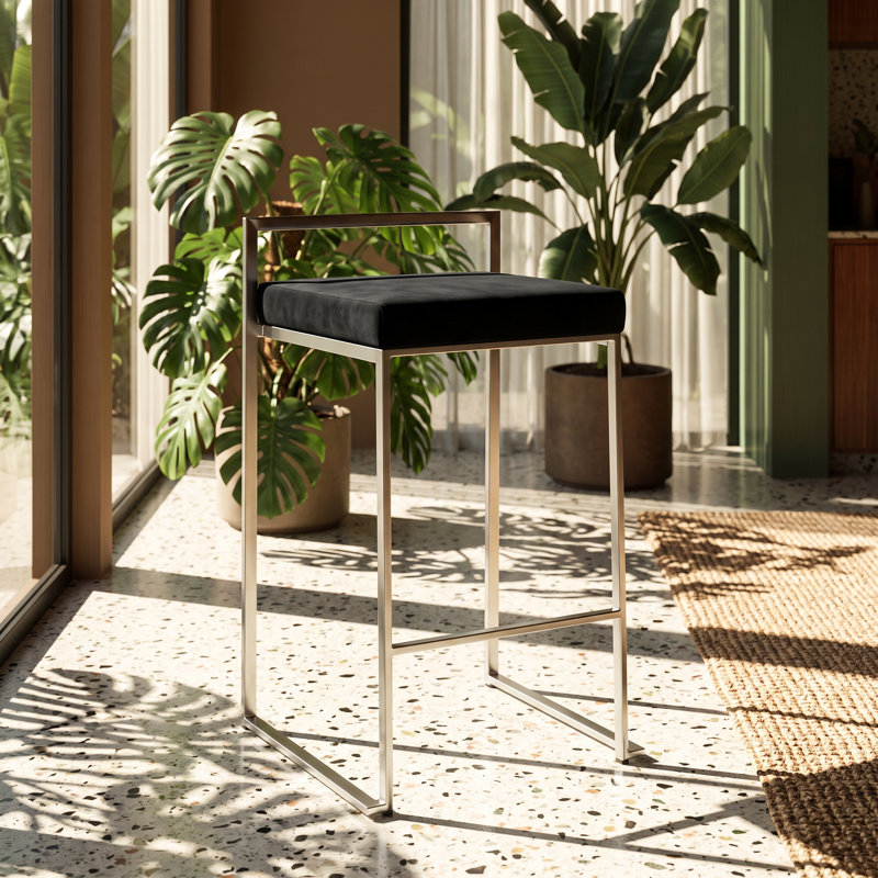 Tabouret de comptoir empilable en velours de l 17,5 po x P 16 po x H 31 po Fujiv