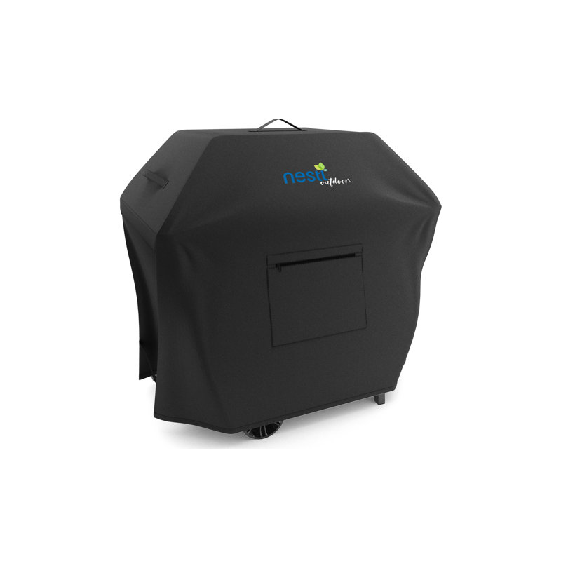 Nestl Heavy Duty Black Waterproof BBQ Grill Cover with Zipper Pocket