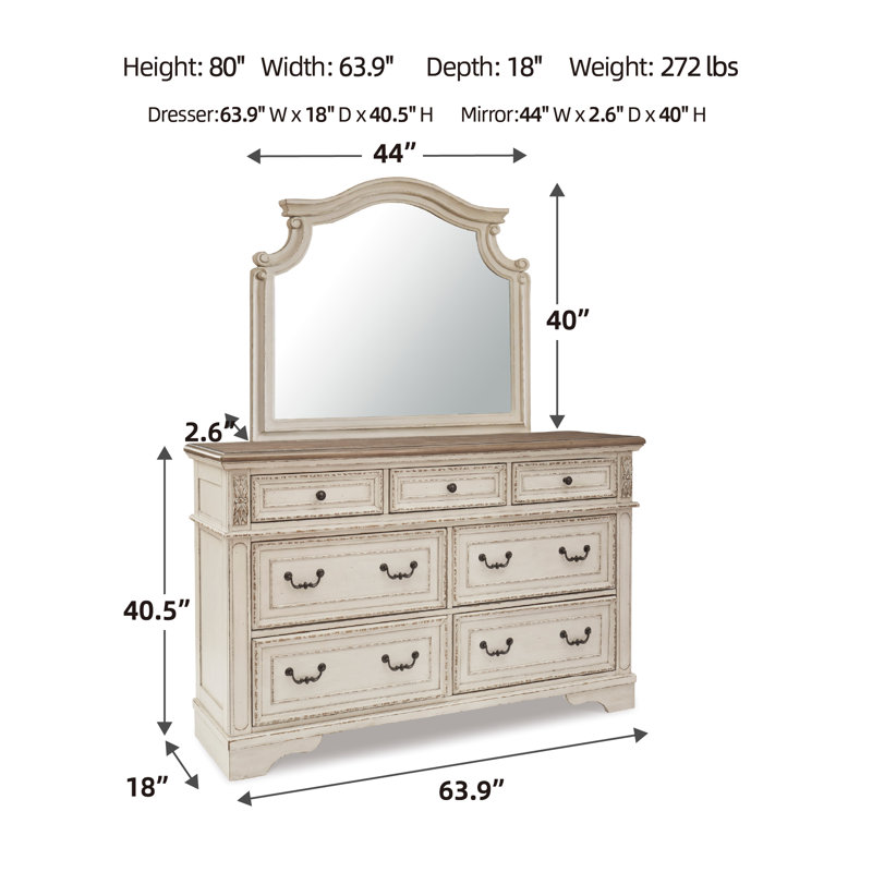 Commode double 7 tiroirs avec miroir Eridani