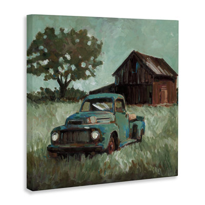 Vintage Pickup in Green Hues Canvas, design by Wani Pasion