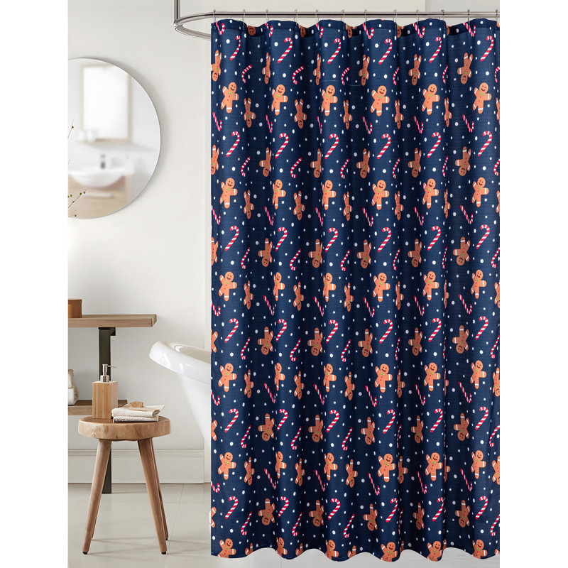 Christmas Gingerbread Candy Slub Shower Curtain