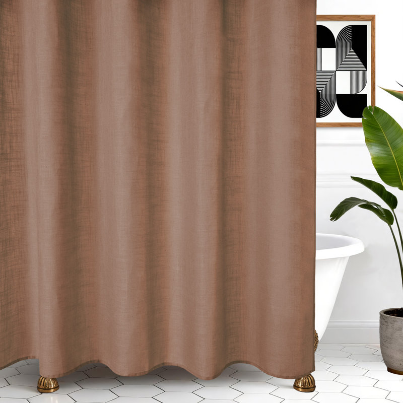 Linen Blend Single Shower Curtain, Dusty Clay