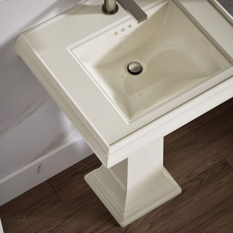 Memoirs  Pedestal Tall Bathroom Sink with Overflow, Biscuit, Single Hole 