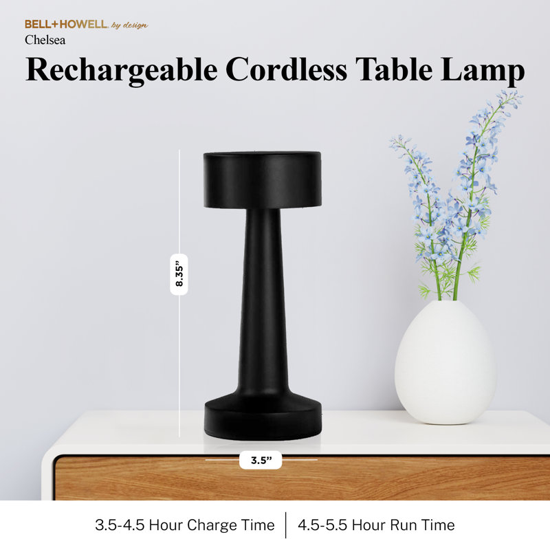 Bell + Howell Chelsea Table Lamp 2 Pack Led Rechargeable, Black