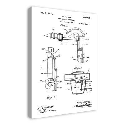 " Vintage Saxaphone Sketch Patent "