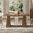 63'' Solid Wood Dining Table for 4-6 People, Rectangular Top with Wavy Edge