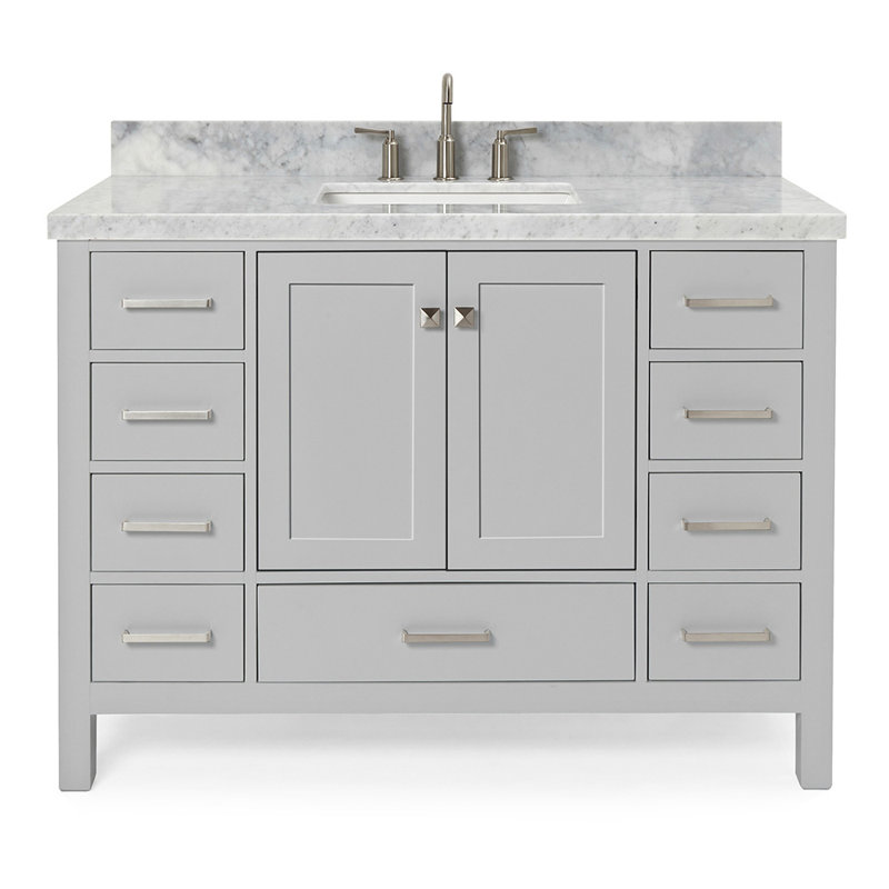 Ensemble de meuble-lavabo simple 49 po Cambridge, Gris, Rectangular