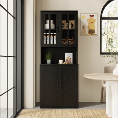 Garde-manger 71 po x l 23,6 po avec bibliothèques et huche de porte en verre