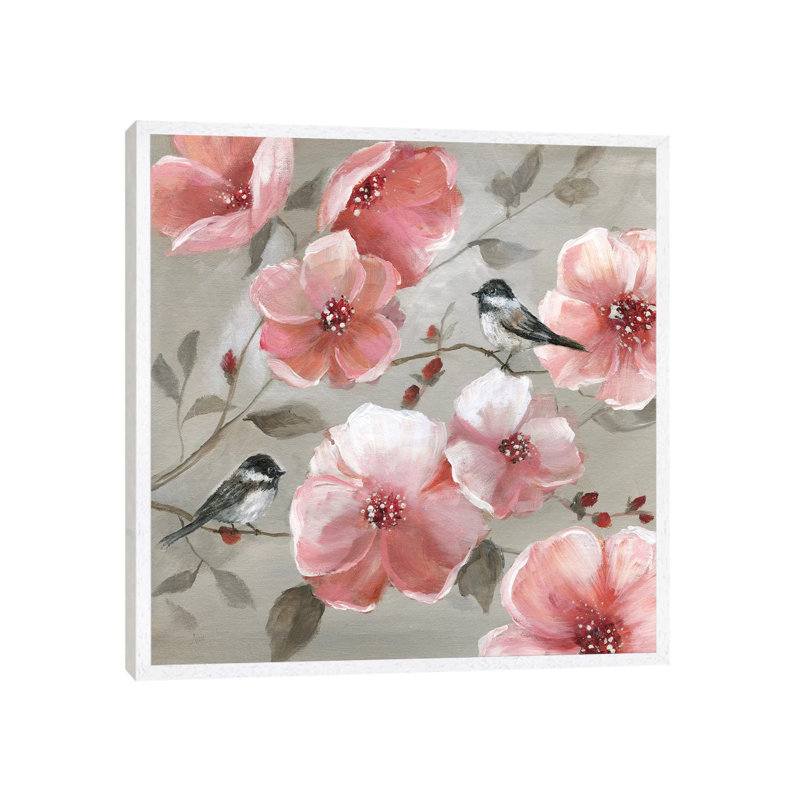 Chickadee Spring II by Nan - Painting on Canvas, White Framed, 66.04 cm H x 66.04 cm W