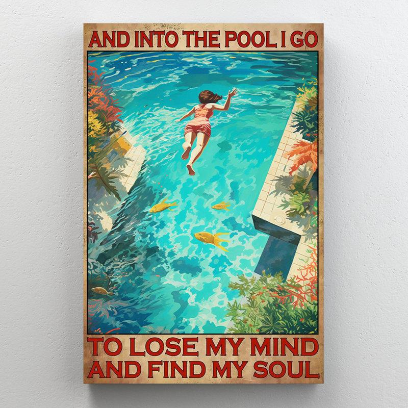 «Natation et dans la piscine 2», reproduction sur toile, H 20 po x l 16 po x P 1,25 po
