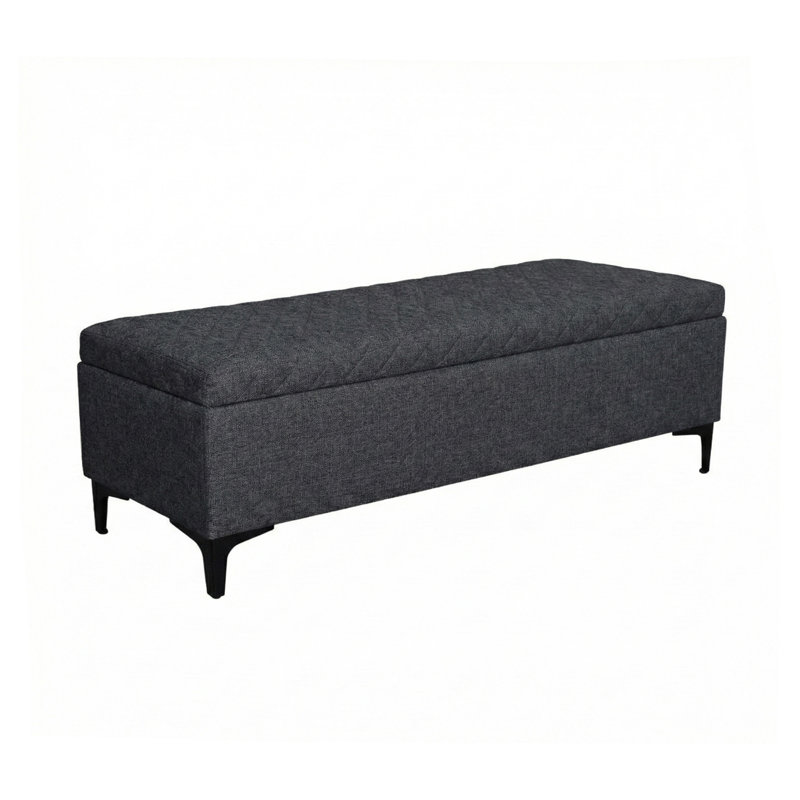 Banc de rangement rembourré Reba, Gris anthracite