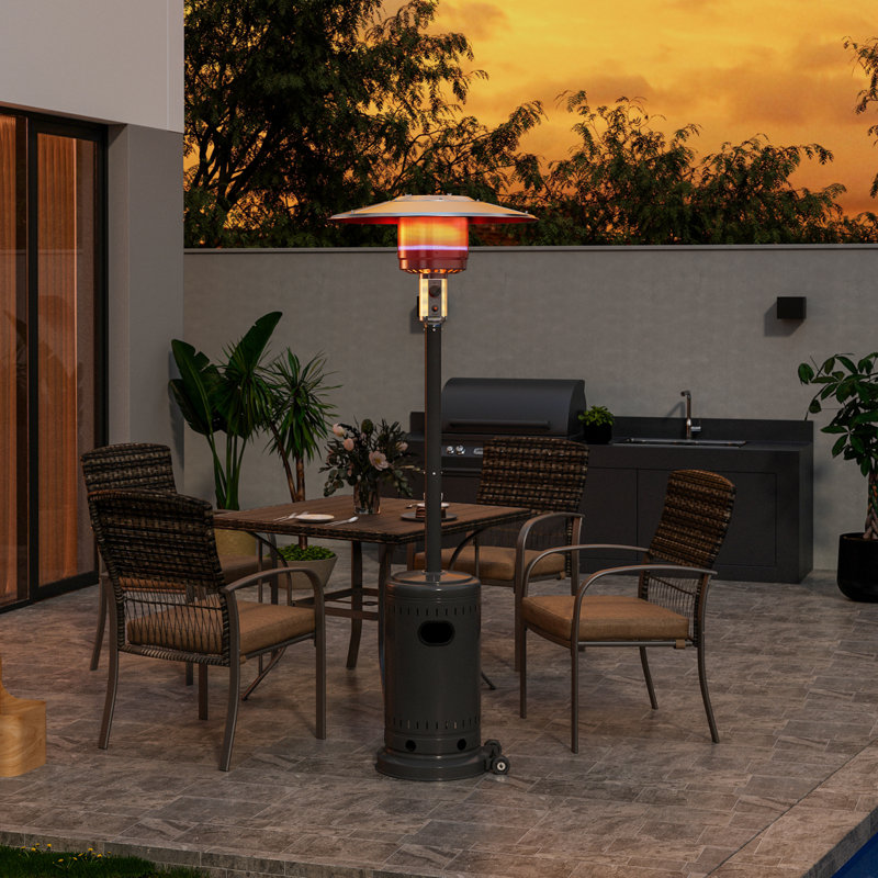 48000 BTU Propane Standing Patio Heater, Black/Gray