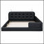 Lit plateforme tapissier avec 2 lampes de lecture réglables pour un confort accru et un style moderne-501297590