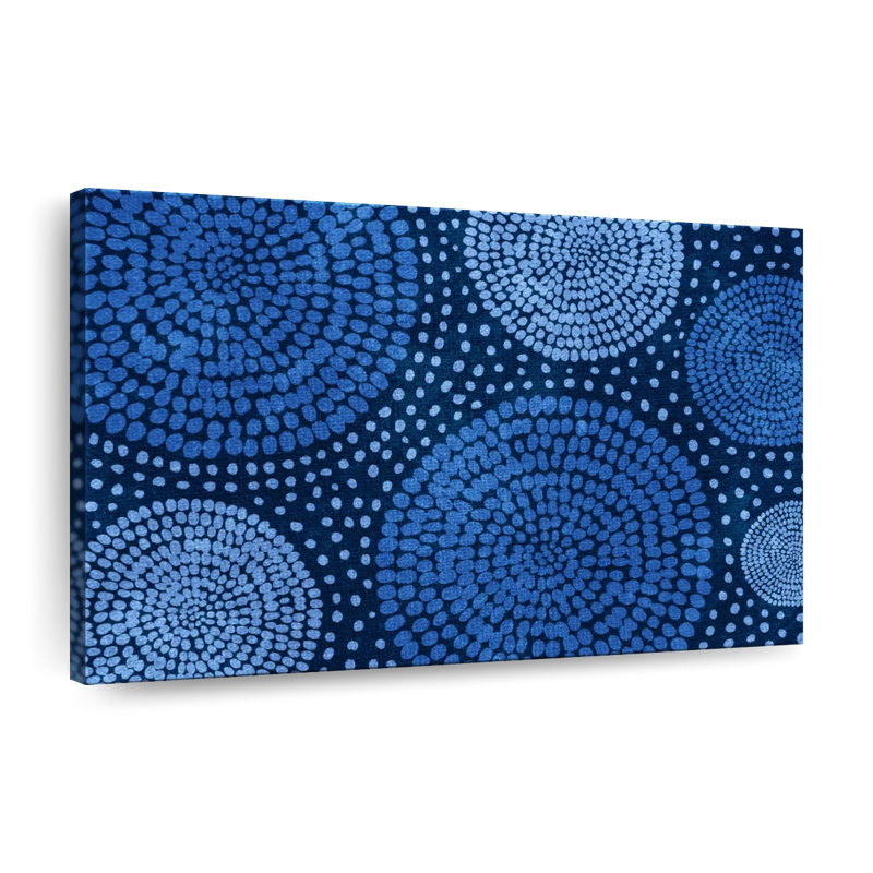 Blue African Circles On Canvas Print, 20" H x 30" W x 1.25" D