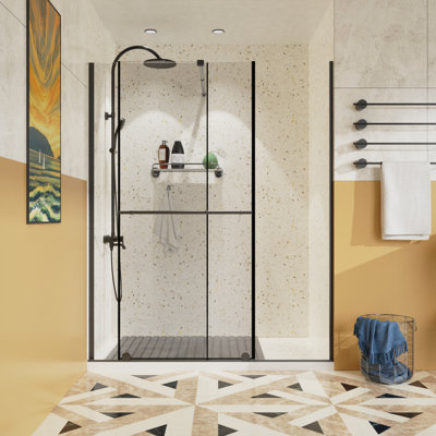 Paroi de douche à porte coulissante à double usage, panneau de verre épais 1/4 po avec poignée en acier inoxydable