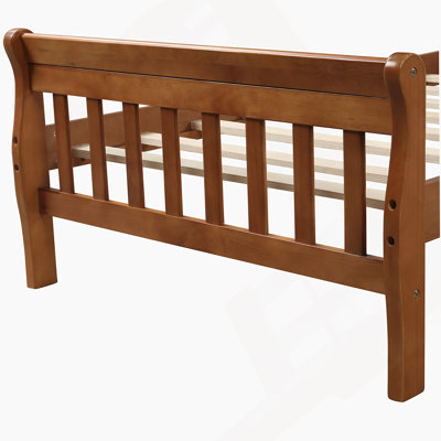 Wood Platform Bed Twin Bed Frame Panel Bed Mattress Foundation Sleigh Bed With Headboard/Footboard/Wood Slat Support,Walnut