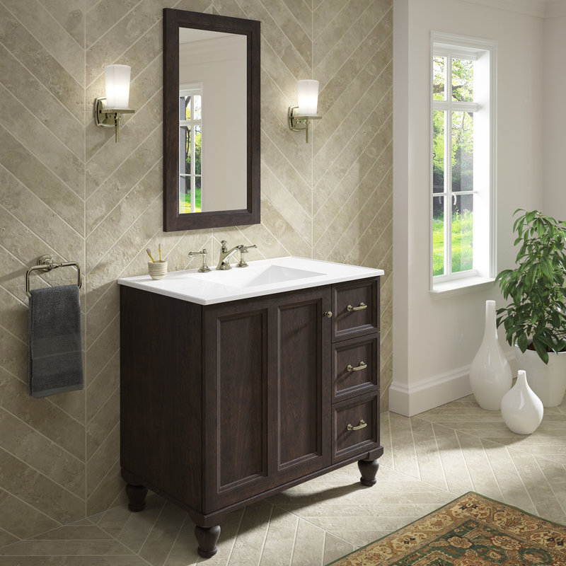 Base de meuble-lavabo en damas seulement avec pieds de meuble et 2 portes, Suède Claret