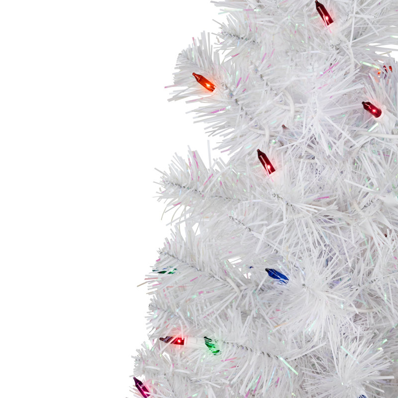 Arbre de Noël artificiel pin blanc 2 pi pré-éclairé 2 pi