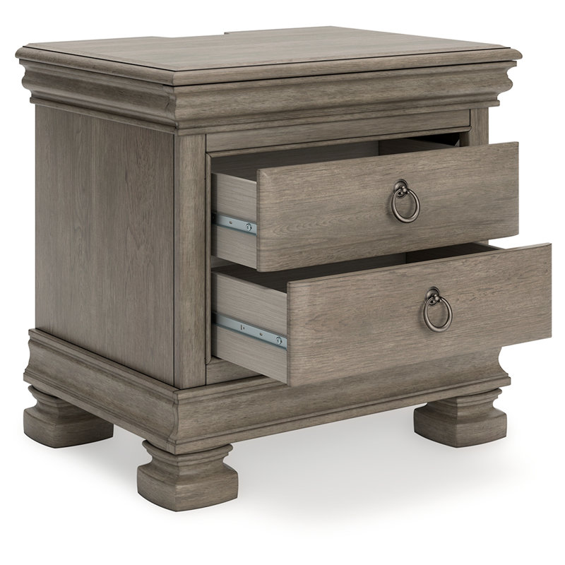 Lexorne Gray Traditional 3-Drawer Nightstand with USB Charging