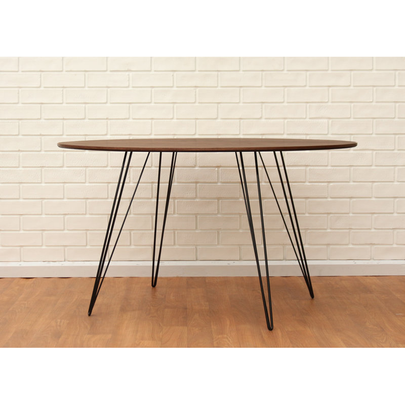 Williams Oval Metal Base Dining Table, Black, 30" H x 46" L x 40" W, Walnut