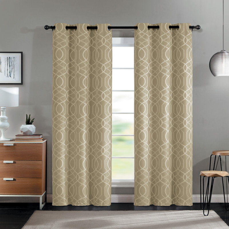 Gracija Semi Sheer Curtain Pair, Gray, 38" W x 84" L